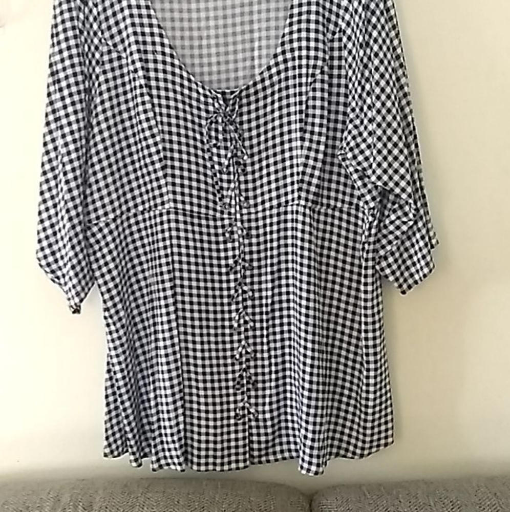 Torrid blue plaid lace up top